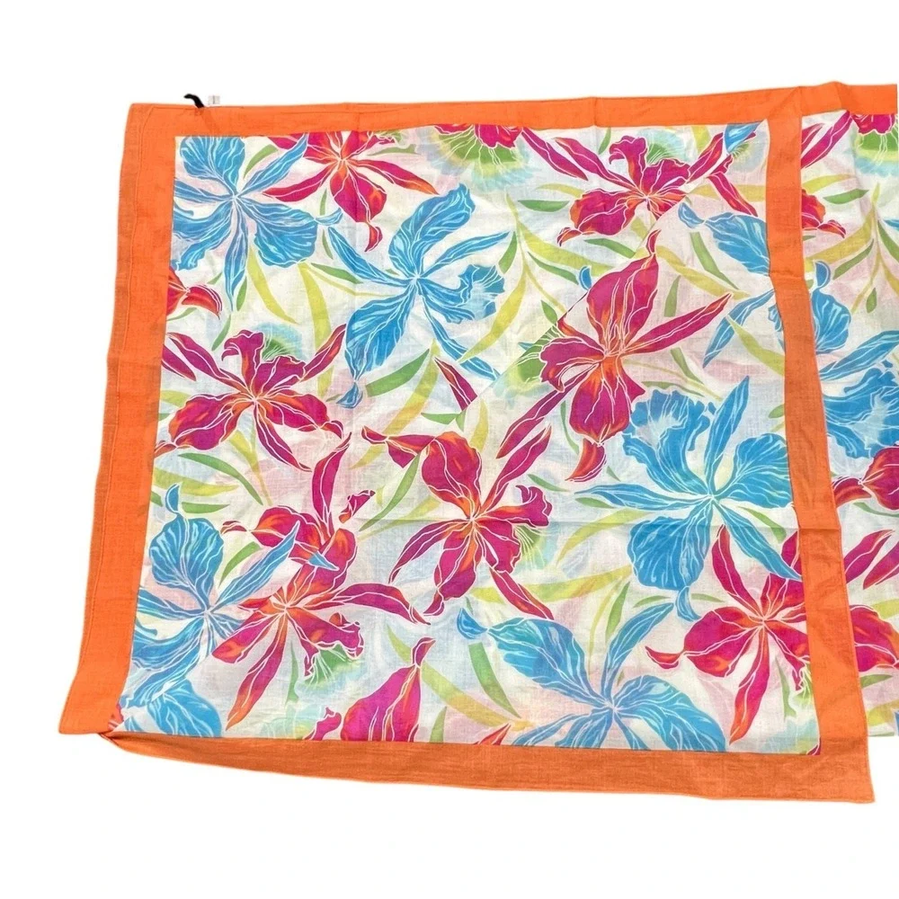 Talbots Tropical Print Cotton Scarf or Wrap 42 x 63